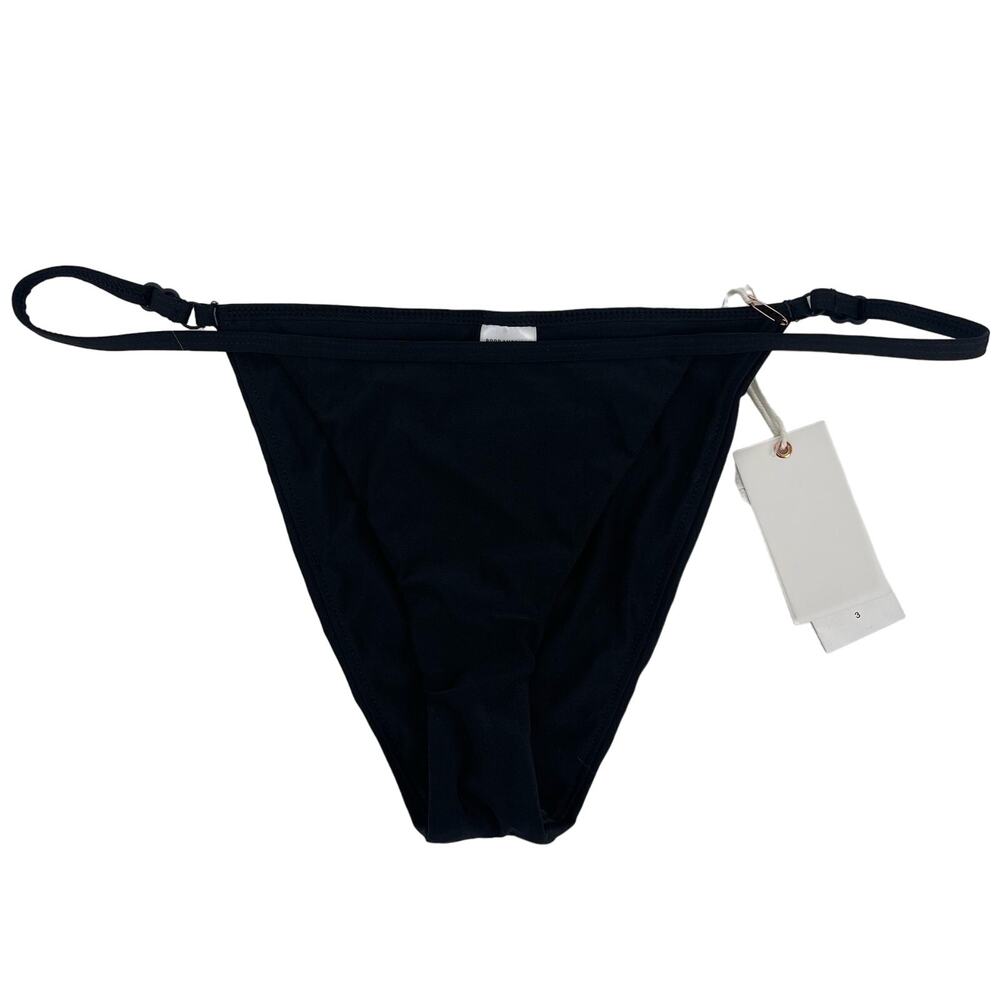 Good American Black Bikini Bottom Size 3 US Large Adjustable